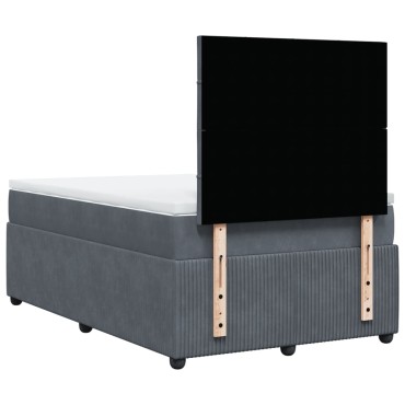 vidaXL Κρεβάτι Boxspring με Στρώμα Σκούρο Γκρι 120x200 εκ. Βελούδινο