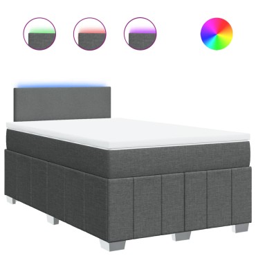 vidaXL Κρεβάτι Boxspring με Στρώμα Σκούρο Γκρι 120x200 εκ. Υφασμάτινο