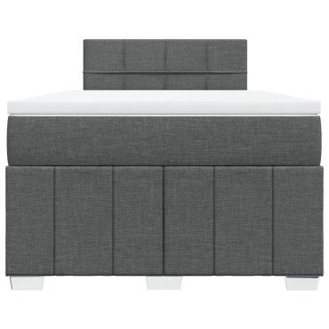 vidaXL Κρεβάτι Boxspring με Στρώμα Σκούρο Γκρι 120x200 εκ. Υφασμάτινο
