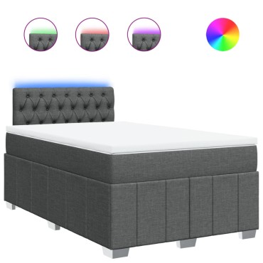 vidaXL Κρεβάτι Boxspring με Στρώμα Σκούρο Γκρι 120x200 εκ. Υφασμάτινο