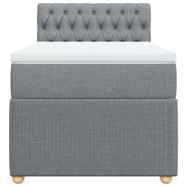 vidaXL Κρεβάτι Boxspring με Στρώμα Ανοιχτό Γκρι 90x200 εκ. Υφασμάτινο