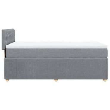 vidaXL Κρεβάτι Boxspring με Στρώμα Ανοιχτό Γκρι 90x200 εκ. Υφασμάτινο