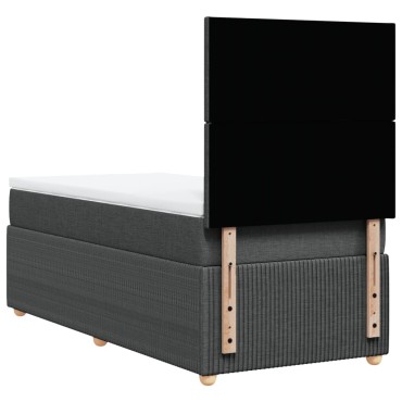 vidaXL Κρεβάτι Boxspring με Στρώμα Σκούρο Γκρι 80x200 εκ. Υφασμάτινο