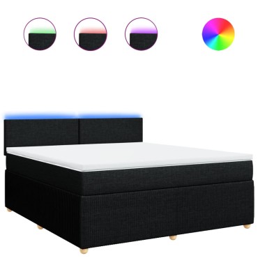 vidaXL Κρεβάτι Boxspring με Στρώμα Μαύρο 180x200 εκ. Υφασμάτινο