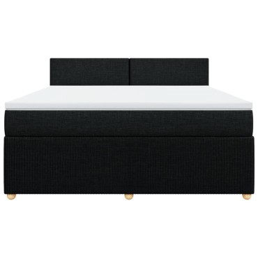 vidaXL Κρεβάτι Boxspring με Στρώμα Μαύρο 180x200 εκ. Υφασμάτινο