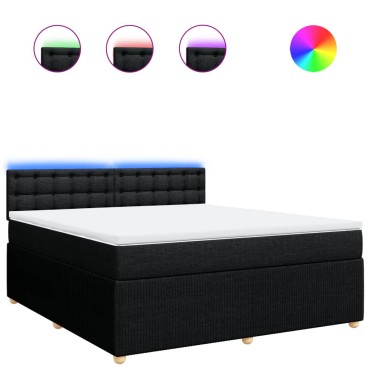 vidaXL Κρεβάτι Boxspring με Στρώμα Μαύρο 180x200 εκ. Υφασμάτινο