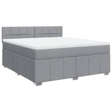 vidaXL Κρεβάτι Boxspring με Στρώμα Ανοιχτό Γκρι 180x200 εκ. Υφασμάτινο