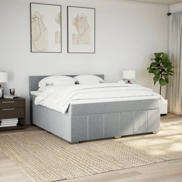 vidaXL Κρεβάτι Boxspring με Στρώμα Ανοιχτό Γκρι 180x200 εκ. Υφασμάτινο