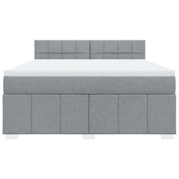 vidaXL Κρεβάτι Boxspring με Στρώμα Ανοιχτό Γκρι 180x200 εκ. Υφασμάτινο