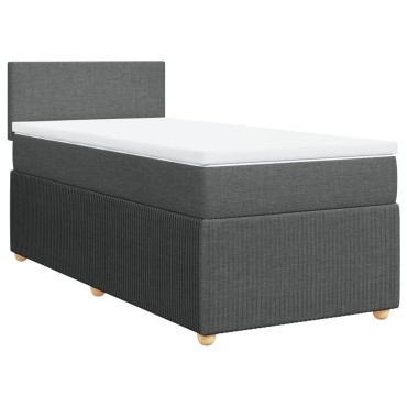 vidaXL Κρεβάτι Boxspring με Στρώμα Σκούρο Γκρι 90x200 εκ. Υφασμάτινο
