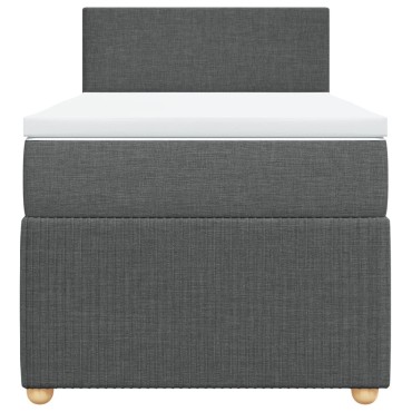 vidaXL Κρεβάτι Boxspring με Στρώμα Σκούρο Γκρι 90x200 εκ. Υφασμάτινο