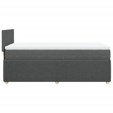 vidaXL Κρεβάτι Boxspring με Στρώμα Σκούρο Γκρι 90x200 εκ. Υφασμάτινο