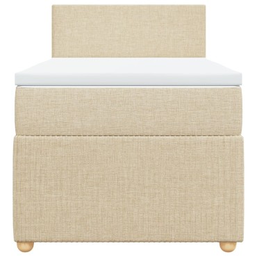 vidaXL Κρεβάτι Boxspring με Στρώμα Κρεμ 100 x 200 εκ. Υφασμάτινο