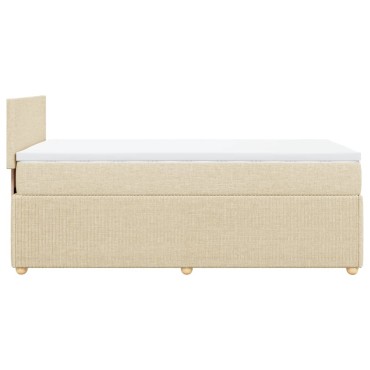 vidaXL Κρεβάτι Boxspring με Στρώμα Κρεμ 100 x 200 εκ. Υφασμάτινο