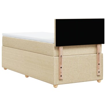 vidaXL Κρεβάτι Boxspring με Στρώμα Κρεμ 100 x 200 εκ. Υφασμάτινο