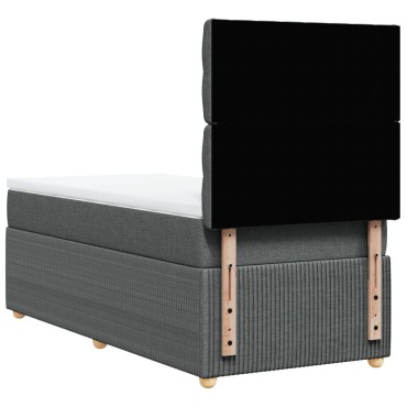vidaXL Κρεβάτι Boxspring με Στρώμα Σκούρο Γκρι 90x200 εκ. Υφασμάτινο