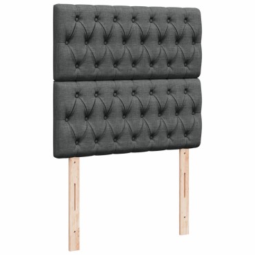 vidaXL Κρεβάτι Boxspring με Στρώμα Σκούρο Γκρι 90x200 εκ. Υφασμάτινο