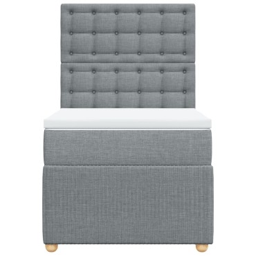 vidaXL Κρεβάτι Boxspring με Στρώμα Ανοιχτό Γκρι 90x200 εκ. Υφασμάτινο