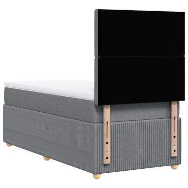 vidaXL Κρεβάτι Boxspring με Στρώμα Ανοιχτό Γκρι 90x200 εκ. Υφασμάτινο