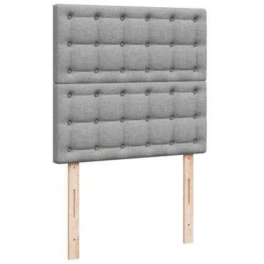 vidaXL Κρεβάτι Boxspring με Στρώμα Ανοιχτό Γκρι 90x200 εκ. Υφασμάτινο