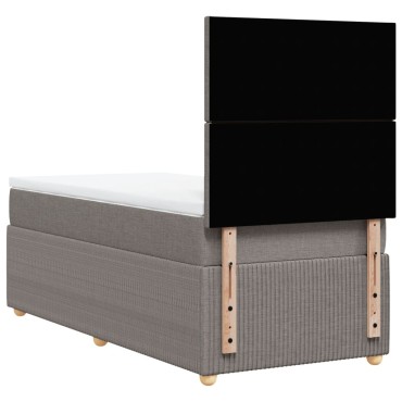 vidaXL Κρεβάτι Boxspring με Στρώμα Taupe 100 x 200 εκ. Υφασμάτινο