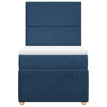 vidaXL Κρεβάτι Boxspring με Στρώμα Μπλε 100 x 200 εκ. Υφασμάτινο