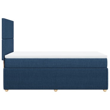 vidaXL Κρεβάτι Boxspring με Στρώμα Μπλε 100 x 200 εκ. Υφασμάτινο