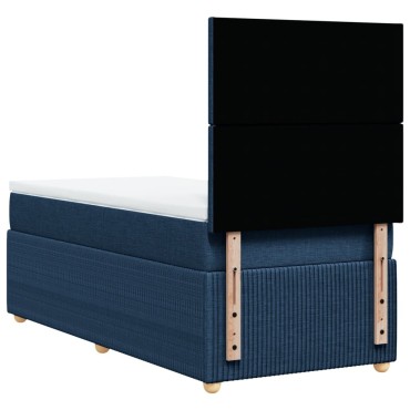 vidaXL Κρεβάτι Boxspring με Στρώμα Μπλε 100 x 200 εκ. Υφασμάτινο