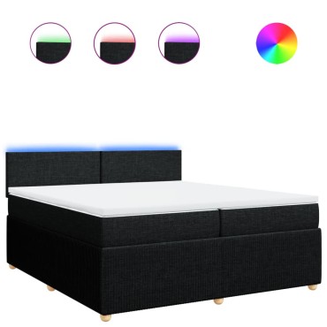 vidaXL Κρεβάτι Boxspring με Στρώμα Μαύρο 200x200 εκ. Υφασμάτινο