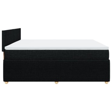 vidaXL Κρεβάτι Boxspring με Στρώμα Μαύρο 200x200 εκ. Υφασμάτινο