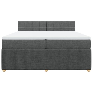 vidaXL Κρεβάτι Boxspring με Στρώμα Σκούρο Γκρι 200x200 εκ. Υφασμάτινο