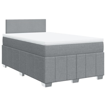 vidaXL Κρεβάτι Boxspring με Στρώμα Ανοιχτό Γκρι 120x200 εκ. Υφασμάτινο
