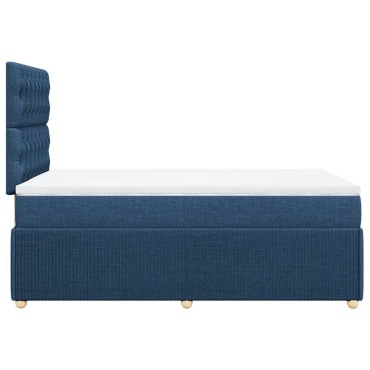 vidaXL Κρεβάτι Boxspring με Στρώμα Μπλε 120x200 εκ. Υφασμάτινο