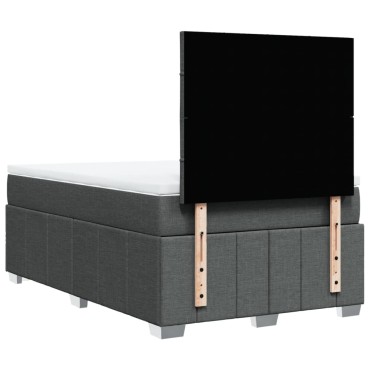 vidaXL Κρεβάτι Boxspring με Στρώμα Σκούρο Γκρι 120x200 εκ. Υφασμάτινο