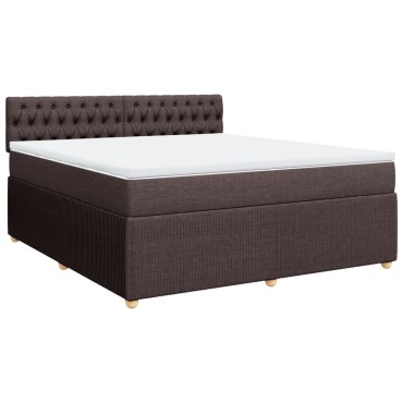 vidaXL Κρεβάτι Boxspring με Στρώμα Σκούρο Καφέ 180x200 εκ Υφασμάτινο