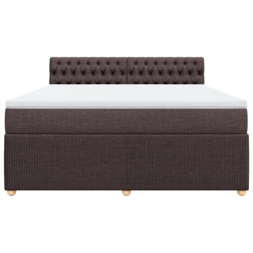 vidaXL Κρεβάτι Boxspring με Στρώμα Σκούρο Καφέ 180x200 εκ Υφασμάτινο