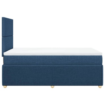 vidaXL Κρεβάτι Boxspring με Στρώμα Μπλε 120x200 εκ. Υφασμάτινο