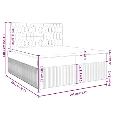 vidaXL Κρεβάτι Boxspring με Στρώμα Σκούρο Γκρι 200x200 εκ. Υφασμάτινο