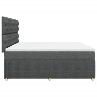 vidaXL Κρεβάτι Boxspring με Στρώμα Σκούρο Γκρι 200x200 εκ. Υφασμάτινο