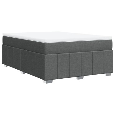 vidaXL Κρεβάτι Boxspring με Στρώμα Σκούρο Γκρι 160x200 εκ Υφασμάτινο