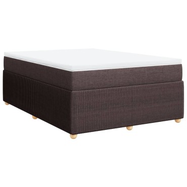 vidaXL Κρεβάτι Boxspring με Στρώμα Σκούρο Καφέ 140x200 εκ Υφασμάτινο