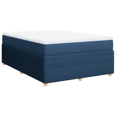 vidaXL Κρεβάτι Boxspring με Στρώμα Μπλε 140x200 εκ. Υφασμάτινο
