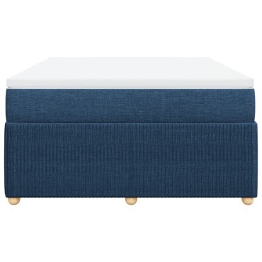 vidaXL Κρεβάτι Boxspring με Στρώμα Μπλε 140x200 εκ. Υφασμάτινο