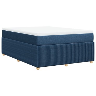 vidaXL Κρεβάτι Boxspring με Στρώμα Μπλε 140x200 εκ. Υφασμάτινο