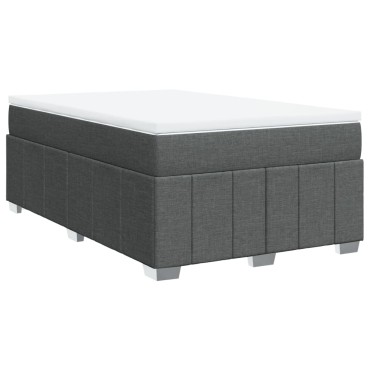 vidaXL Κρεβάτι Boxspring με Στρώμα Σκούρο Γκρι 120x200 εκ. Υφασμάτινο