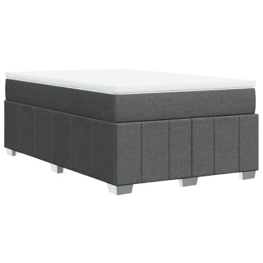 vidaXL Κρεβάτι Boxspring με Στρώμα Σκούρο Γκρι 120x200 εκ. Υφασμάτινο