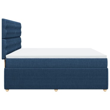 vidaXL Κρεβάτι Boxspring με Στρώμα Μπλε 180x200 εκ. Υφασμάτινο