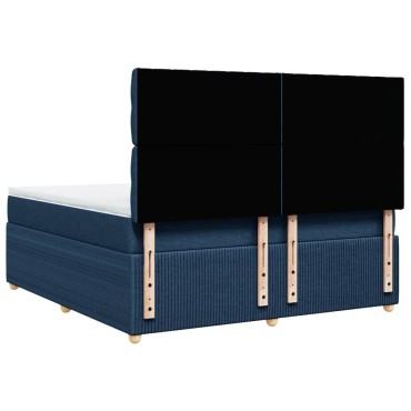 vidaXL Κρεβάτι Boxspring με Στρώμα Μπλε 180x200 εκ. Υφασμάτινο