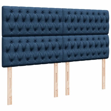 vidaXL Κρεβάτι Boxspring με Στρώμα Μπλε 180x200 εκ. Υφασμάτινο