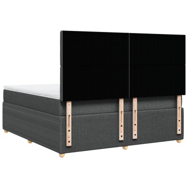 vidaXL Κρεβάτι Boxspring με Στρώμα Σκούρο Γκρι 180x200 εκ Υφασμάτιν